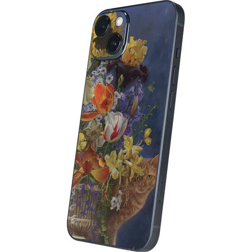 Tabby Cat with Flowers by Nene Thomas iPhone 14 Plus Skin