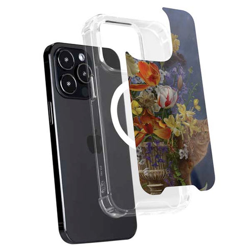 Tabby Cat with Flowers by Nene Thomas iPhone 14 Pro MagSafe Case