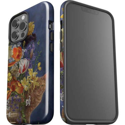 Tabby Cat with Flowers by Nene Thomas iPhone 15 Pro Max Impact Case
