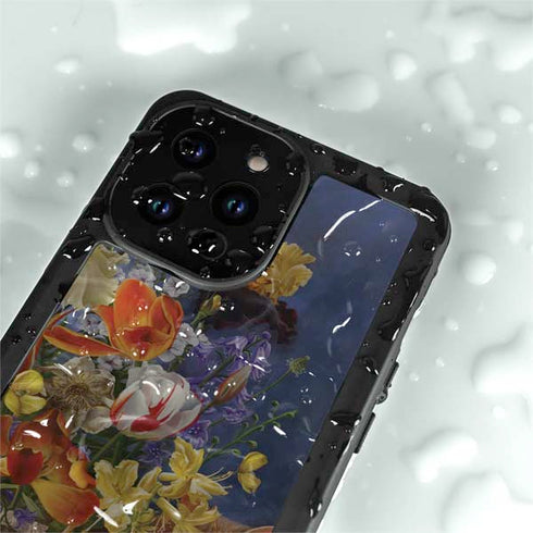 Tabby Cat with Flowers by Nene Thomas iPhone 14 Pro Max Waterproof Case