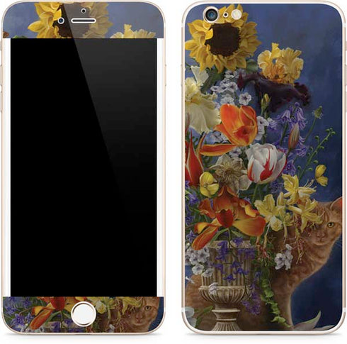 Tabby Cat with Flowers by Nene Thomas iPhone 6/6s Plus Skin