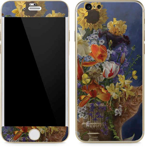 Tabby Cat with Flowers by Nene Thomas iPhone 6/6s Skin