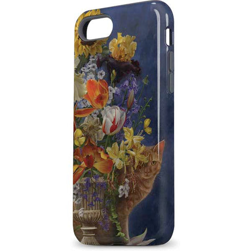 Tabby Cat with Flowers by Nene Thomas iPhone 7 Pro Case