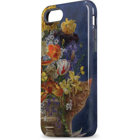 Tabby Cat with Flowers by Nene Thomas iPhone 8 Pro Case