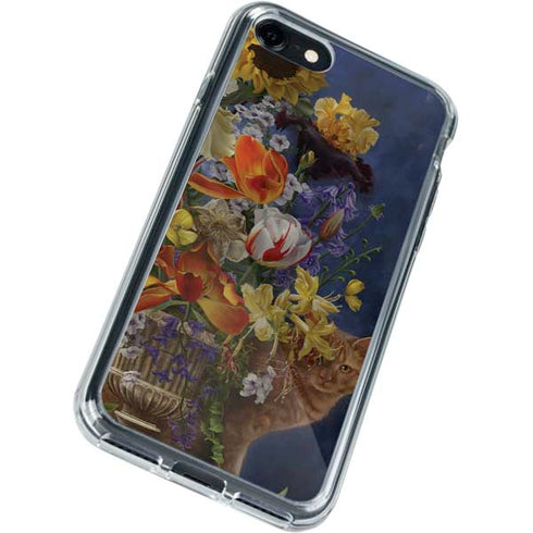 Tabby Cat with Flowers by Nene Thomas iPhone SE (2nd & 3rd Gen) Clear Case