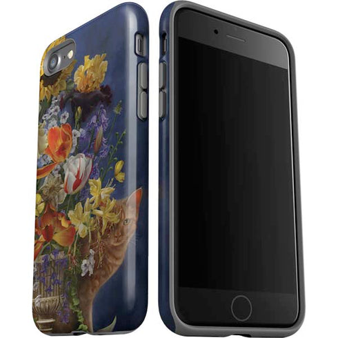 Tabby Cat with Flowers by Nene Thomas iPhone SE (2nd & 3rd Gen) Pro Case