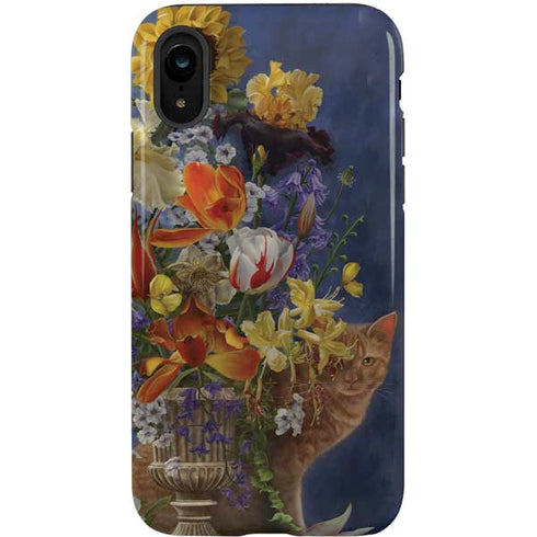 Tabby Cat with Flowers by Nene Thomas iPhone XR Pro Case