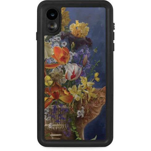 Tabby Cat with Flowers by Nene Thomas iPhone XR Waterproof Case