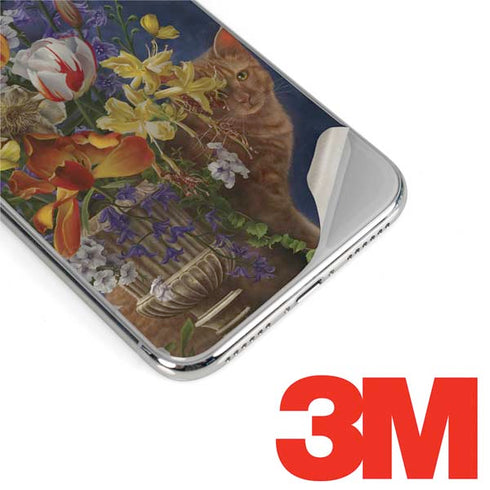 Tabby Cat with Flowers by Nene Thomas iPhone XS Max Skin