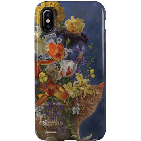 Tabby Cat with Flowers by Nene Thomas iPhone XS Pro Case
