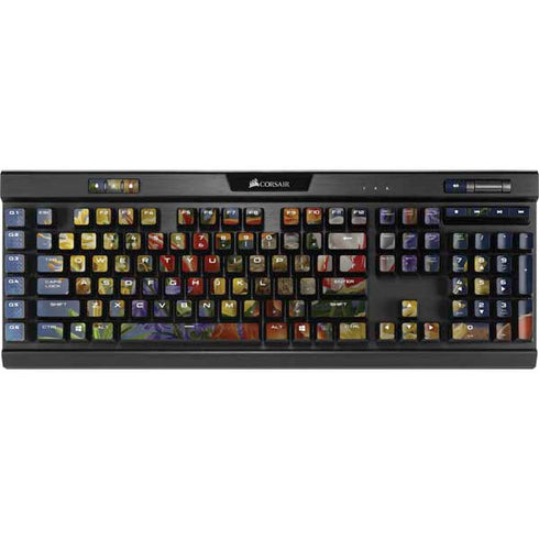 Tabby Cat with Flowers by Nene Thomas K95 RGB PLATINUM Mechanical Gaming Keyboard Skin