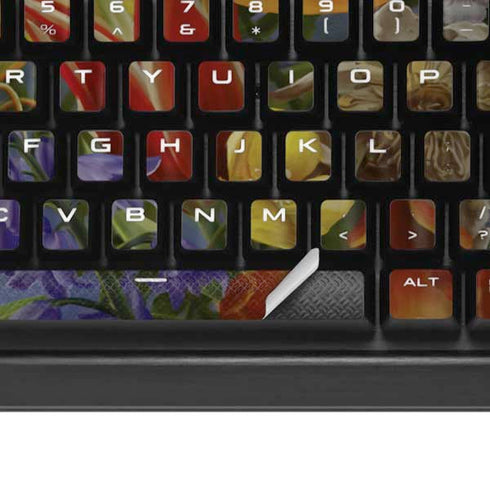 Tabby Cat with Flowers by Nene Thomas K95 RGB PLATINUM Mechanical Gaming Keyboard Skin