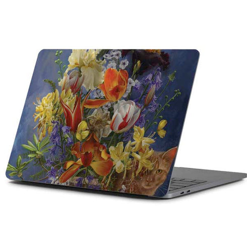 Tabby Cat with Flowers by Nene Thomas Apple MacBook Pro 13-inch Skin