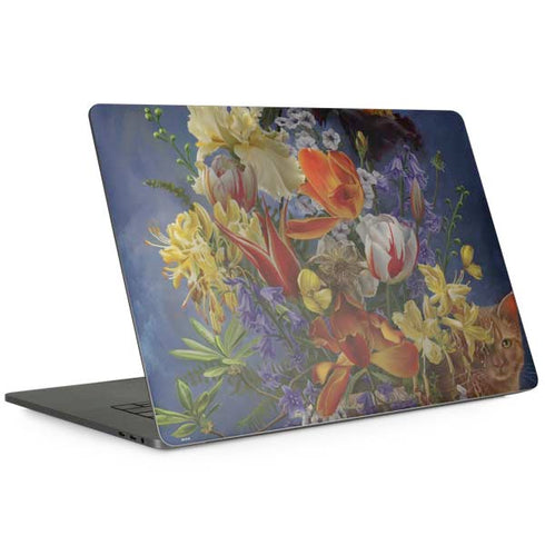 Tabby Cat with Flowers by Nene Thomas Apple MacBook Pro 15-inch Skin