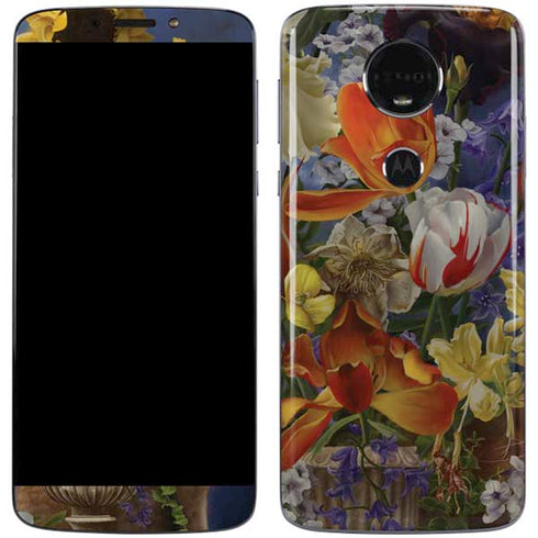 Tabby Cat with Flowers by Nene Thomas Moto E5 Plus Skin