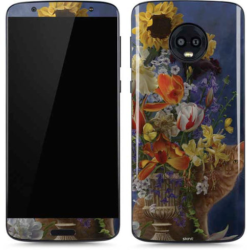 Tabby Cat with Flowers by Nene Thomas Moto G6 Skin