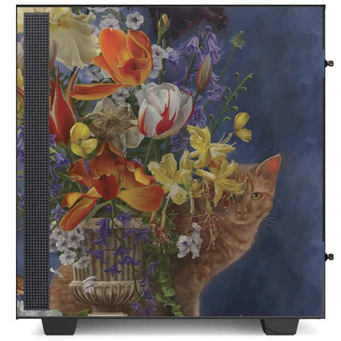 Tabby Cat with Flowers by Nene Thomas NZXT H510 Compact ATX Mid-Tower Case Skin