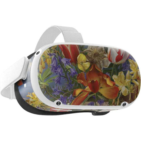 Tabby Cat with Flowers by Nene Thomas Oculus Quest 2 Skin