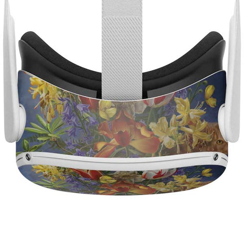 Tabby Cat with Flowers by Nene Thomas Oculus Quest 2 Skin