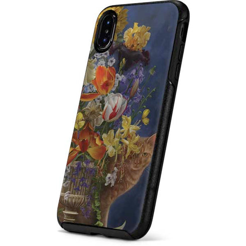 Tabby Cat with Flowers by Nene Thomas Otterbox Symmetry iPhone Skin