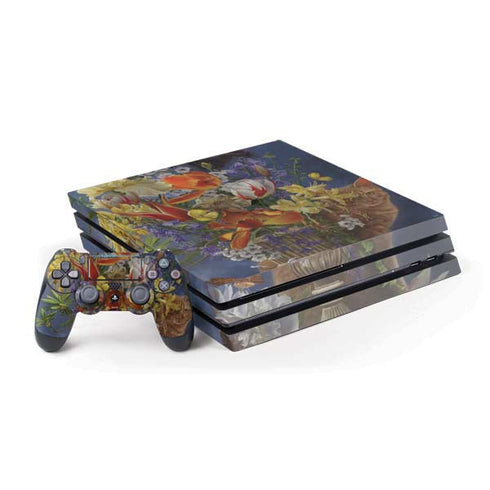 Tabby Cat with Flowers by Nene Thomas PS4 Pro Bundle Skin