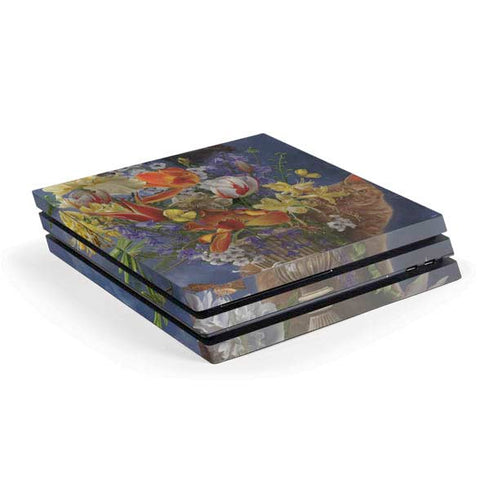 Tabby Cat with Flowers by Nene Thomas PS4 Pro Console Skin