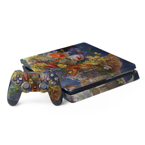 Tabby Cat with Flowers by Nene Thomas PS4 Slim Bundle Skin
