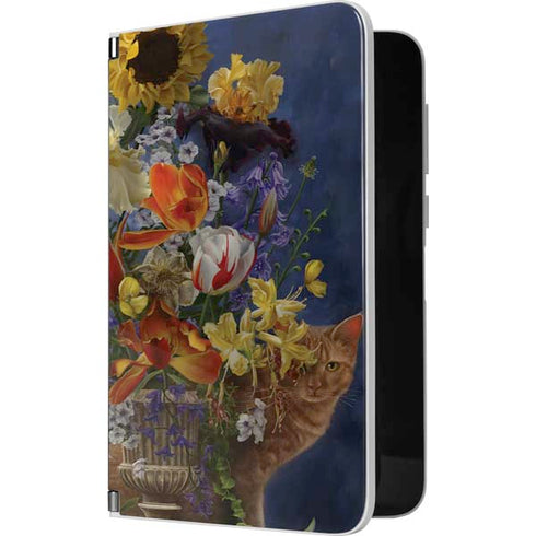 Tabby Cat with Flowers by Nene Thomas Surface Duo Skin