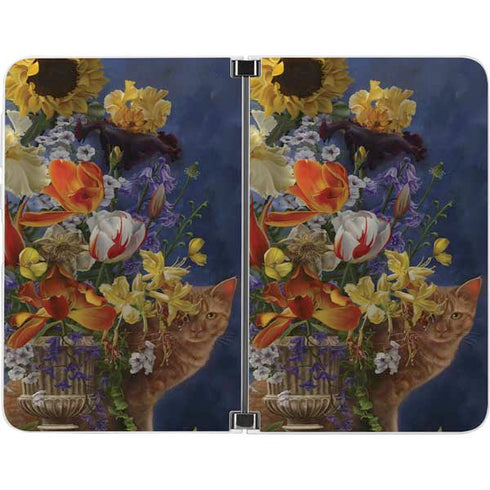 Tabby Cat with Flowers by Nene Thomas Surface Duo Skin