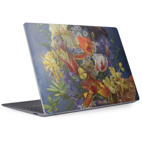 Tabby Cat with Flowers by Nene Thomas Surface Laptop 3 13.5in Skin