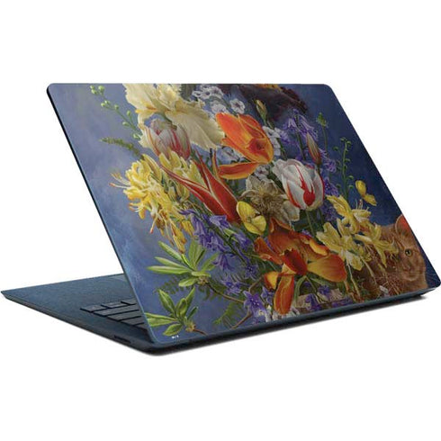 Tabby Cat with Flowers by Nene Thomas Surface Laptop Skin