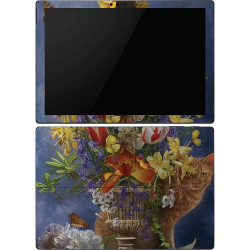 Tabby Cat with Flowers by Nene Thomas Surface Pro 6 Skin