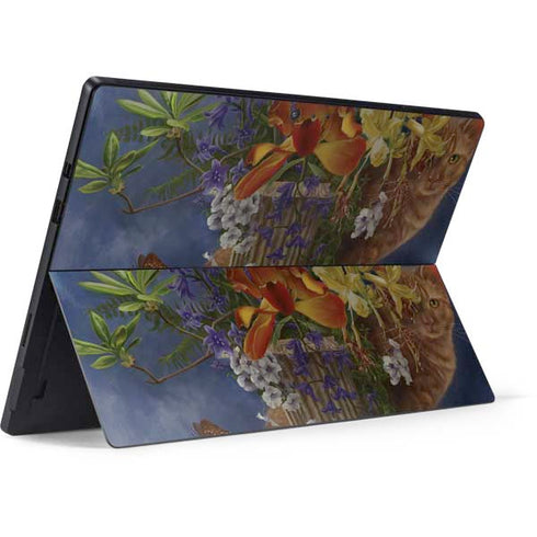 Tabby Cat with Flowers by Nene Thomas Surface Pro 6 Skin
