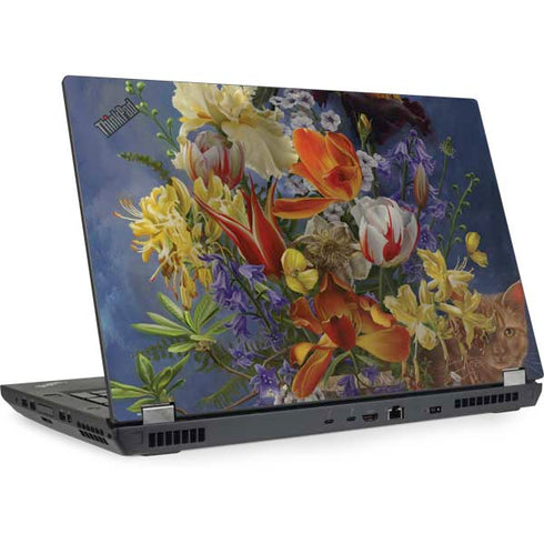 Tabby Cat with Flowers by Nene Thomas Lenovo ThinkPad Skin