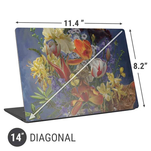 Tabby Cat with Flowers by Nene Thomas Universal Laptop 14in (11.4 x 8.2in) Skin