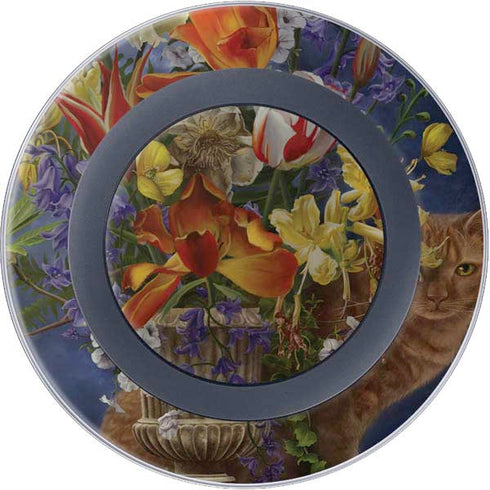Tabby Cat with Flowers by Nene Thomas Wireless Charger Skin