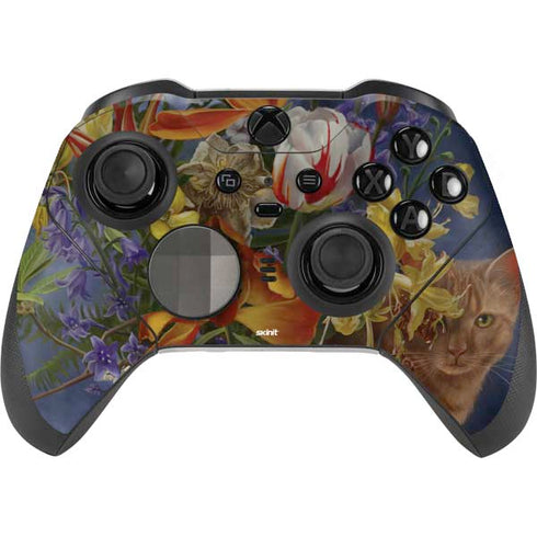 Tabby Cat with Flowers by Nene Thomas Xbox Elite Wireless Controller Series 2 Skin