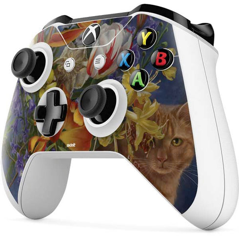 Tabby Cat with Flowers by Nene Thomas Xbox One S All-Digital Edition Bundle Skin