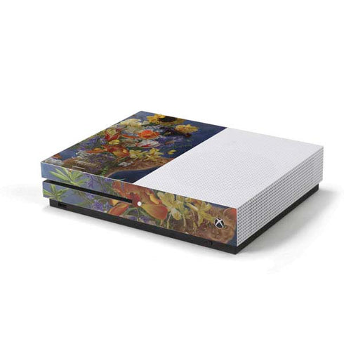 Tabby Cat with Flowers by Nene Thomas Xbox One S Console Skin