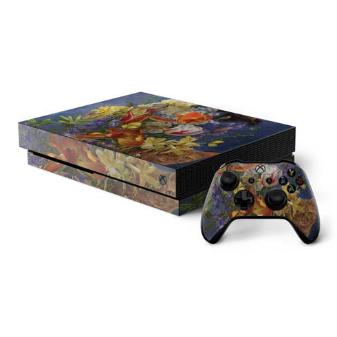 Tabby Cat with Flowers by Nene Thomas Xbox One X Bundle Skin