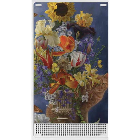 Tabby Cat with Flowers by Nene Thomas Xbox Series S Console Skin