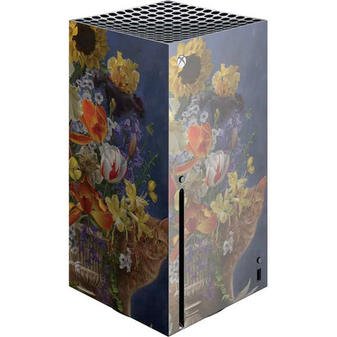 Tabby Cat with Flowers by Nene Thomas Xbox Series X Console Skin
