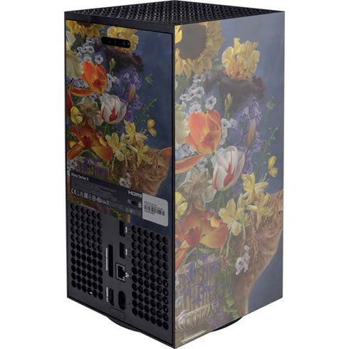 Tabby Cat with Flowers by Nene Thomas Xbox Series X Console Skin