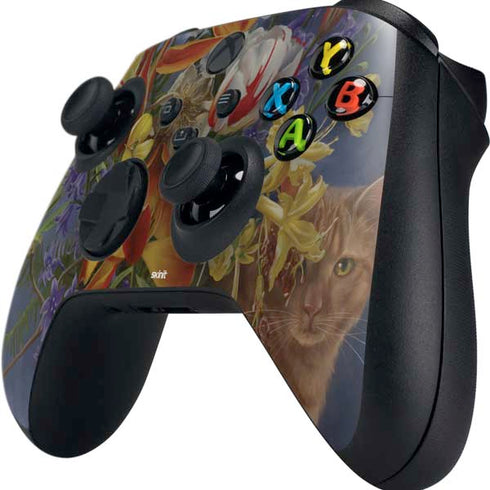 Tabby Cat with Flowers by Nene Thomas Xbox Series X Controller Skin