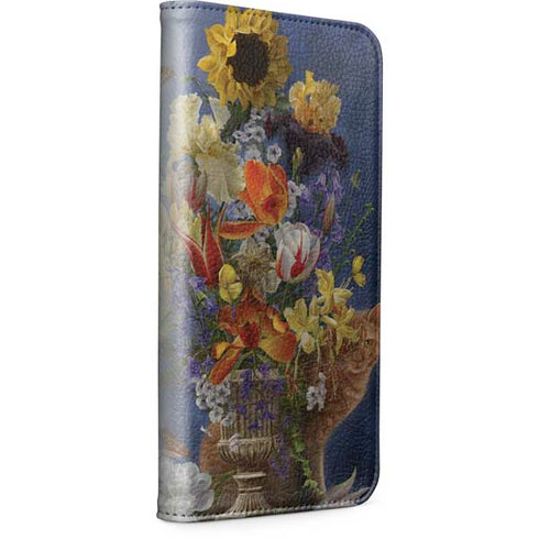 Tabby Cat with Flowers by Nene Thomas iPhone 15 Pro Folio Case