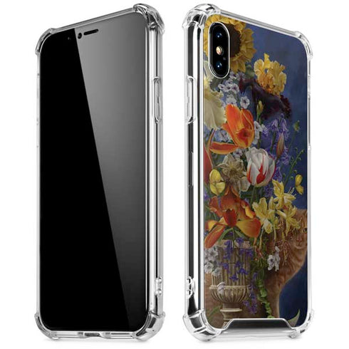 Tabby Cat with Flowers by Nene Thomas iPhone XS Max Clear Case
