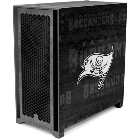NFL Tampa Bay Buccaneers Black & White Corsair 4000D Tempered Glass Mid-Tower ATX Case Skin