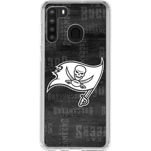 NFL Tampa Bay Buccaneers Black & White Galaxy A21 Clear Case