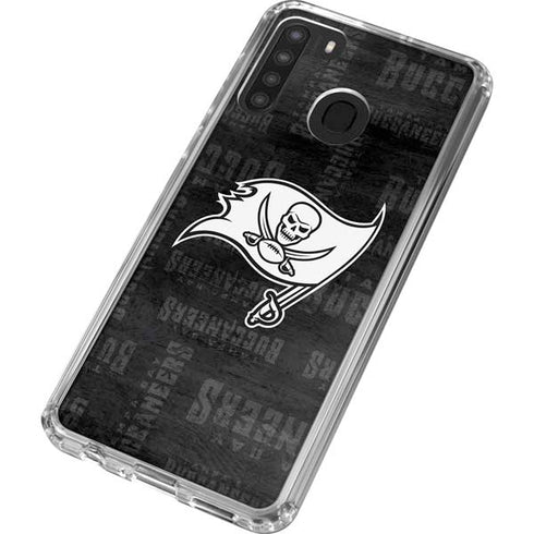 NFL Tampa Bay Buccaneers Black & White Galaxy A21 Clear Case