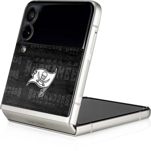 NFL Tampa Bay Buccaneers Black & White Galaxy Z Flip3 5G Skin